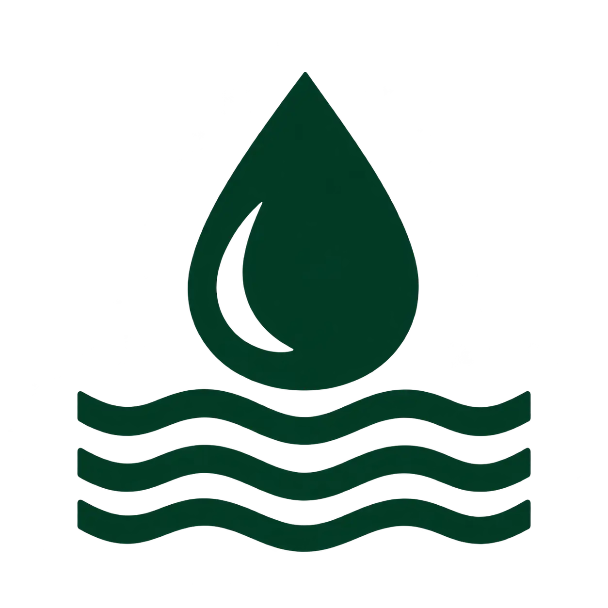 Green water droplet with leaf shape icon